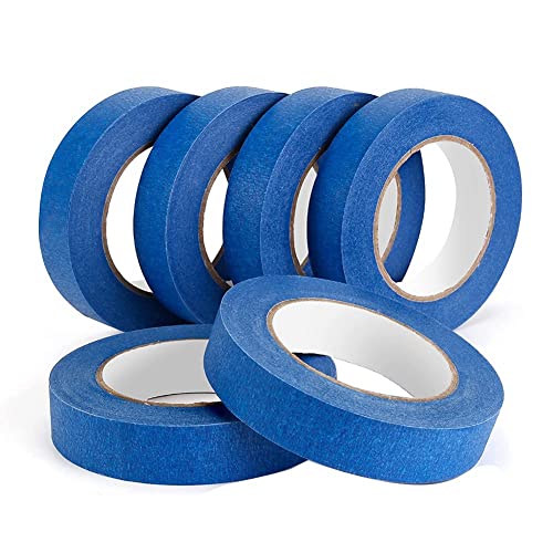 Acfthepiey Blaues Malerband - 6Er-Pack X 2,5 Cm X 55 Yards, Krepppapier-Abdeckband, Farbband für Wandmalerei, Basteln von Acfthepiey