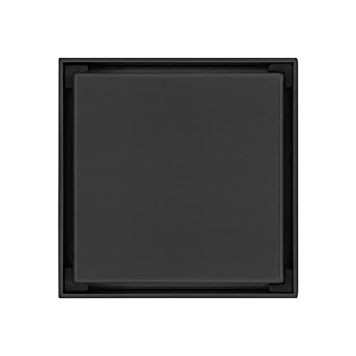 Acfthepiey Flieseneinsatz, quadratischer Edelstahl-Bodenablauf, 100 x 100 mm, Abflussroste für Badezimmer, unsichtbar, geruchsdicht, schwarz von Acfthepiey