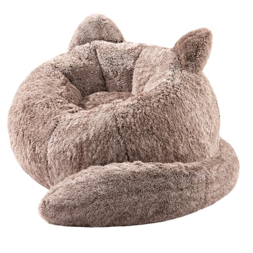 Achicsofar Sitzsack für Erwachsene und Teenager, riesiger Kunstfell-Sitzsack mit Füllstoff, flauschiger Plüsch, Katzenform, Sitzsack, Couch, bequemer Akzent, Bodensofa für Gaming, Lesen im Wohnzimmer von Achicsofar