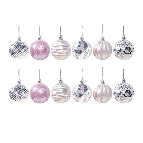 AchidistviQ 1 Box Weihnachten Kugeln Schöne Weihnachten Hängende Kugel Kunststoff Weihnachtsbaum Hängen Dekorationen Weihnachtsdekor Festliche Ferien Ornament Home Party Rosa von AchidistviQ