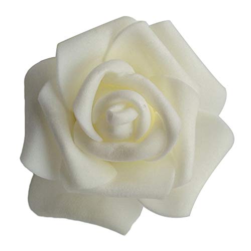 AchidistviQ 25/50/100 Stück Real Touch Künstliche Rosenköpfe, künstliche 3D-Schaumrosen ohne Stiel für DIY Hochzeitssträuße, Heimdekoration, Milchweiß, 50 Stück von AchidistviQ