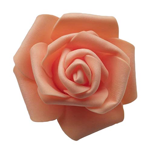 AchidistviQ Künstlicher Rosenkopf, 3D-Schaum-Rosen, ohne Stiel, für selbstgemachte Hochzeitssträuße, Heimdekoration, Orange-Rosa, 50 Stück von AchidistviQ