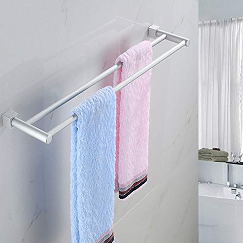 Badezimmer-Handtuchhalter, 60 cm, Doppelter Handtuchhalter mit 2 Stangen aus Aluminium von AchidistviQ
