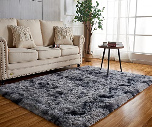 Achiiso Flauschiger Teppich Grau Hochflor Teppich Flauschig Faux Schaffell Teppich Weicher Teppich Schlafzimmer Teppiche Bereich Teppiche(Dunkelgrau,90 * 160 cm) von Achiiso