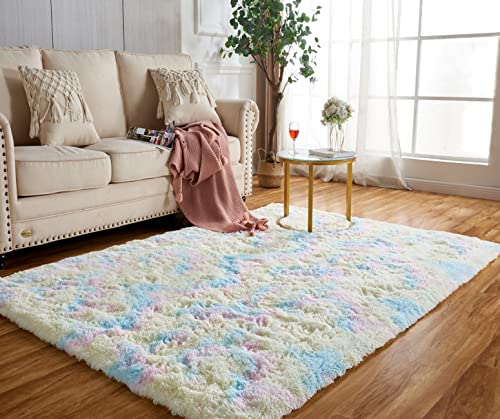 Achiiso Teppich Regenbogen Großer,Hochflorteppich Flauschig für Wohnzimmer,Schlafzimmer Weicher Teppich (Regenbogen,160 * 230 cm) von Achiiso