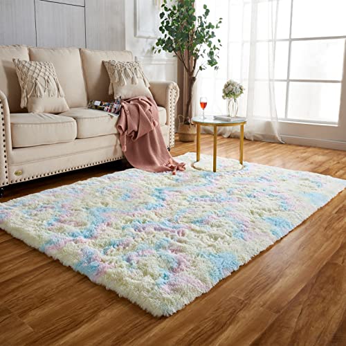 Achiiso Teppich Schlafzimmer,Teppich Flauschig Regenbogen,Teppiche Bunt Hochflorteppich Weich,Teppiche Kinderzimmer Mädchen (Regenbogen,140 * 200 cm) von Achiiso