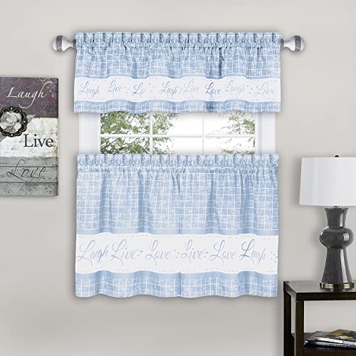 Achim Home Furnishings Vorhang Weiches Fenster-und Volant-Set, Polyester, Hell, blau, 58x36 von Achim Home Furnishings