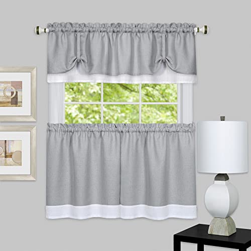 Achim Home Furnishings Weiches Fenster- und Volant-Set, Polyester, Grau/Weiß, 58 x 24/58 x 14 von Achim Home Furnishings