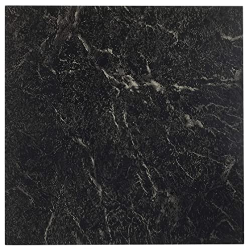 Achim Home Decor Selbstklebende Vinyl-Bodenfliesen, 30,5 x 30,5 cm, Schwarz mit weißer Ader, zum Abziehen und Aufkleben, DIY-Bodenbelag für Küche, Esszimmer, Schlafzimmer und Badezimmer von ACHIM