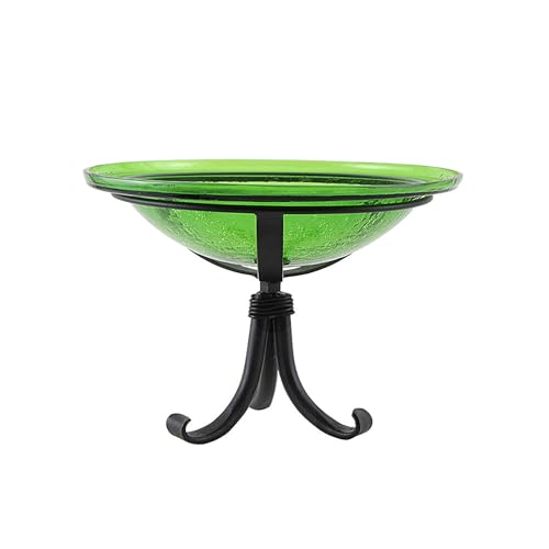 Vogeltränke mit Dreibein-Ständer, 30,5 cm, farngrün von Achla Designs