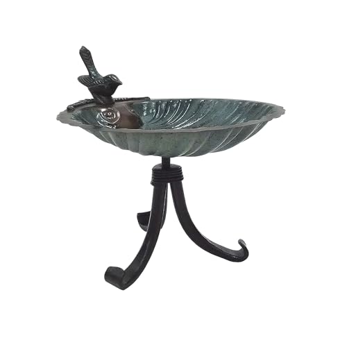 Vogeltränke mit Muschelschalen, Stativständer von Achla Designs