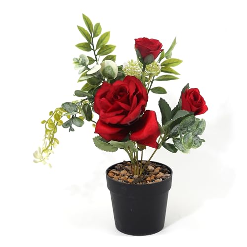 Acihety Künstliche Pflanzen kunstblumen Rosen– Kunstblumen wie echt im Topf, 25 cm, 3 Blütenköpfe, künstliche Blumen für Innen und Außen, in Weiß, Dunkelrot oder Rot Acihety Künstliche Pflanzen kunstblumen Rosen– Kunstblumen wie echt im Topf, 25 cm, 3 Blütenköpfe, künstliche Blumen für Innen und Außen, in Weiß, Dunkelrot oder Rot von Acihety