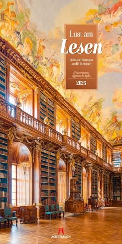 Lust am Lesen - Kalender 2025, Wandkalender im Hochformat (33x66 cm) - Literaturkalender zu Büchern und Bibliotheken mit Zitaten von Schriftsteller:innen von Ackermann Kunstverlag