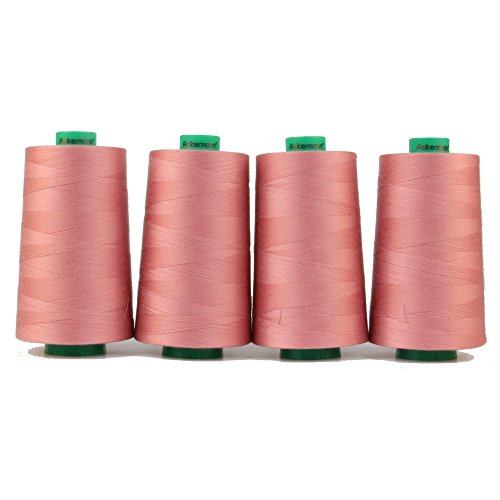 ACKERMANN 4X 5.000m UNIVERSAL NÄHGARN, Stärke 120, Qualitätsgarn, Overlock Garn, Garn für Overlock-Nähmaschinen (0812 Rosa) von ACKERMANN