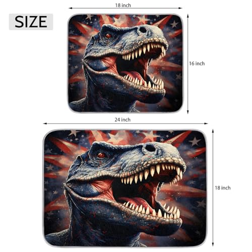 Abtropfmatte, Tyrannosaurus Rex & The Star Spangled Banner Absorbent Dish Drying Mat for Kitchen Counter Coffee Machine Sink Dish Rack Marble Worktop Abtropfmatte, Tyrannosaurus Rex & The Star Spangled Banner Absorbent Dish Drying Mat for Kitchen Counter Coffee Machine Sink Dish Rack Marble Worktop von Ackutea