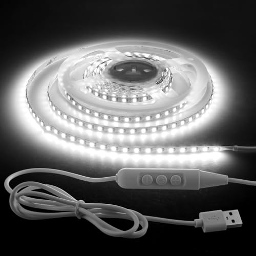 Aclorol 2M USB 5V LED Streifen Kaltweiß 6000K Superhell Dimmbar LED Strip Light mit 1,5 Meter langen USB-Netzteilkabel und Selbstklebend für Küche Schrank Schlafzimmer Deko Indirekte Beleuchtun Aclorol 2M USB 5V LED Streifen Kaltweiß 6000K Superhell Dimmbar LED Strip Light mit 1,5 Meter langen USB-Netzteilkabel und Selbstklebend für Küche Schrank Schlafzimmer Deko Indirekte Beleuchtun von Aclorol