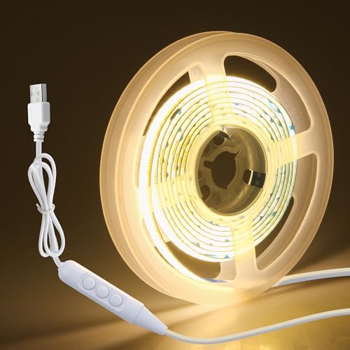 Aclorol USB 5V COB LED Streifen Dimmbar LED Streifen 1.5M Warmweiss 3000K CRI>85 320 LEDs/M 150CM Fleixbel Lichtleiste mit Selbstklebend für Küche Kommode Wohnzimmer Schrank Wand DIY Beleuchtung Aclorol USB 5V COB LED Streifen Dimmbar LED Streifen 1.5M Warmweiss 3000K CRI>85 320 LEDs/M 150CM Fleixbel Lichtleiste mit Selbstklebend für Küche Kommode Wohnzimmer Schrank Wand DIY Beleuchtung von Aclorol