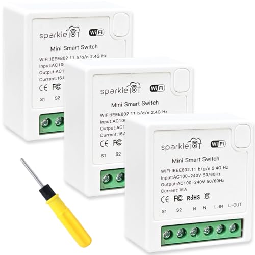 Acmerota 3 Stück Alexa Lichtschalter WLAN Smart Modul Lichtschalter Wlan Schalter Smart Life Wlan Schalter Fernbedienung DIY Passt hinter Wandschalter Kompatibel mit Google Home,Alexa Echo,Smart Life von Acmerota