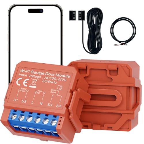 Acmerota Smart WLAN Garagentoröffner WLAN Garage Door Opener WLAN Fernsteuerung mit App Sprach-/Fernbedienung, mit Timer Auto Schließen/Öffnen, Add-On zu vorhandenem Garagentoröffner, 5M von Acmerota