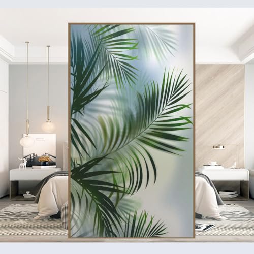 Dekorativer Sichtschutz, Fensterfolie, mattiertes Blättermuster, statische Haftung, UV-blockierend, Hitzeregulierung, Glasfenster-/Türaufkleber (40 x 100 cm) von Acmore