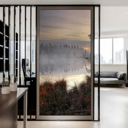 Frosted Landscape Background Privacy Window Film Heat Control Anti UV Blocking Window Stickers Glue Free Statisch Cling Window Decoration W23.6 x H59.1(60x150cm) von Acmore
