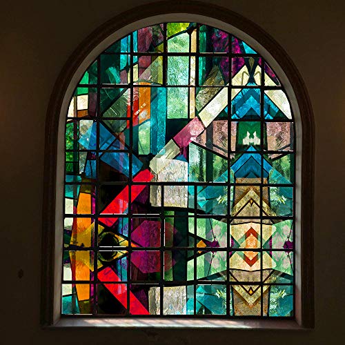 Sichtschutzfolie aus Buntglas, Milchglas-Fensteraufkleber, dekoratives Fenster, UV-blockierend, Hitzeregulierung, Fensterverkleidungen für Zuhause/Kirche, 60 x 90 cm von Acmore