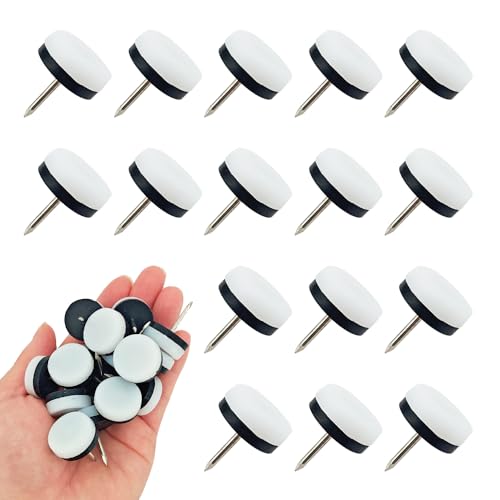 Acoeitl Möbelgleiter zum Nageln, 24 mm Durchmesser, doppelt dickes Nylon, weiß, Stuhlbeine, Bodenschoner, Möbelgleiter, Tischfußgleiter für Hartholz-Teppich- und Fliesenböden, 16 Stück Acoeitl Möbelgleiter zum Nageln, 24 mm Durchmesser, doppelt dickes Nylon, weiß, Stuhlbeine, Bodenschoner, Möbelgleiter, Tischfußgleiter für Hartholz-Teppich- und Fliesenböden, 16 Stück von Acoeitl