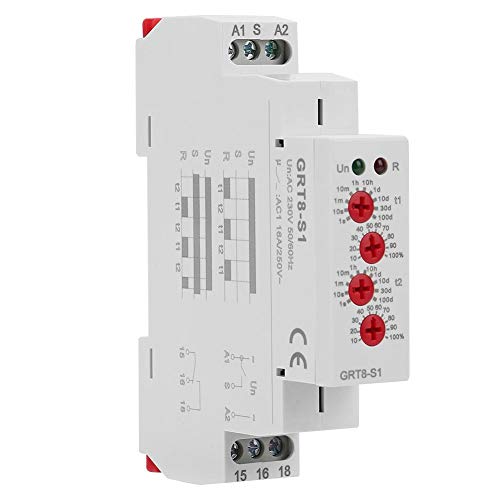 AC 230V 50-60Hz Asymmetrisches Zyklusrelais, Zeitrelais, DIN-Schienenmontage 35 mm, IP20, Verzögerung 0,1s -10days, NO, NC, zur Steuerung der Zyklusverzögerung von Acogedor