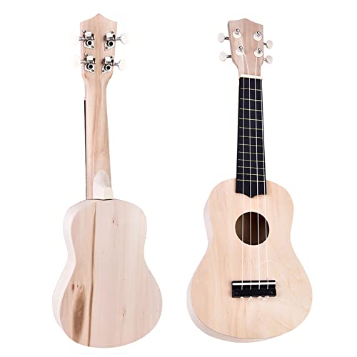 Acogedor Ukulele DIY Kit, DIY Ukulele 21 Zoll Basswood 4 Saiten Ukulele DIY Kit Instrument Zubehör,kann lackiert Werden,aus hochwertigen Lindenholz Materialien, für Ukulele Liebhaber von Acogedor