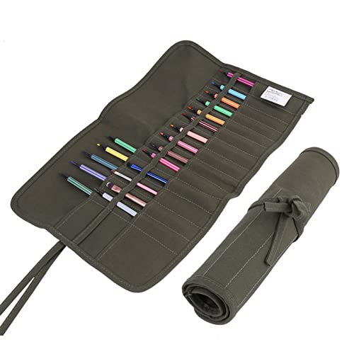 Paint Brush Bag, Künstler Paint Brush Bag, Künstler Paint Brush Roll Up Bag Halter, Leinwand Künstler Ölgemälde Pinsel Beutel, 30 Löcher Roll Up Canvas Paint Brush Bag ， für Künstler ， Reisende von Acogedor