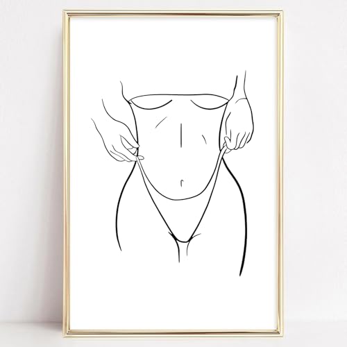 Frauen Körper Poster Schwarz Weiß Minimalistische Wandkunst Frau Silhouette Line Art für Wohnzimmer Schwarz und Weiß Minimalistische Linie Wandkunst Frauen Linie Poster Schwarz und Weiß Linie Malerei von Acolabare