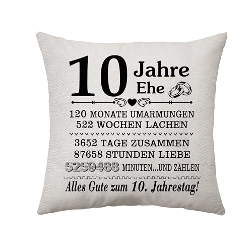 10 Jahre Ehe Geschenke 10. Jahrestag Kissenbezug für Paare Hochzeitstag Geschenke für Sie Ihn Jubiläum Hochzeitsgeschenk für Frau Ehemann Mama Papa Paar 10. Jubiläum Andenken Ideen Kissenbezug (10ja) von Aconesong