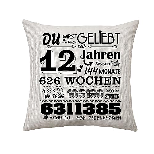 Geburtstagsgeschenk für Frauen Männer Zierkissenbezüge Geschenk für Sie 6-50 Jahre Geschenke für Mama Tante Papa Oma Opa Schwester Freund Geburtstagsgeschenke Ideen Kissenbezug 45 x 45 cm (12th) von Aconesong