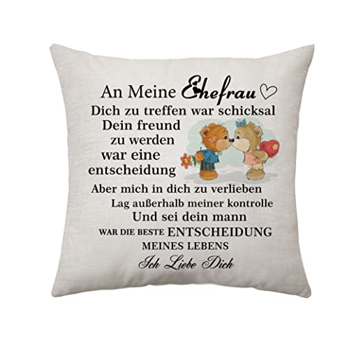 Aconesong An Meine Ehefrau Geschenke Geburtstag Geschenke vom Ehemann Süße Hochzeitstag Geschenke für Frau Kissenbezug Kissenbezüge Weihnachten Frau Geschenke (Ehefrau) von Aconesong