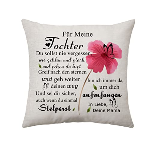 Aconesong Für Meine Tochter Geschenke Kissenbezug Geschenke für Tochter von Mutter Frauen Damen inspirierende Geschenke zum Geburtstag Weihnachten Zierkissenbezüge 45 x 45 cm (Tochter) (Tochter) von Aconesong