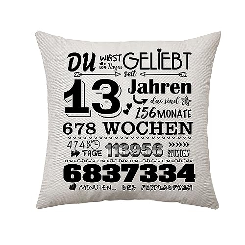 Geburtstagsgeschenk für Frauen Männer Zierkissenbezüge Geschenk für Sie 6-50 Jahre Geschenke für Mama Tante Papa Oma Opa Schwester Freund Geburtstagsgeschenke Ideen Kissenbezug 45 x 45 cm (13th) von Aconesong