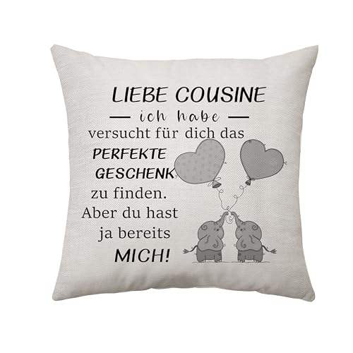 Aconesong Liebe Cousine Geschenk Beste Cousine Geschenk von Cousin Kissenbezug Geschenke für Cousine Geschenk für Weihnachten Geburtstagsgeschenk für Cousine Deko 45 x 45 cm (Cousine) von Aconesong