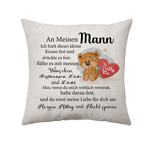 Aconesong Mann Geschenk Ehemann Geschenk Geburtstag von Frau Kissenbezug Geschenke für Mann Geschenk für Valentinstag Hochzeitsgeschenke Weihnachten Zubehör für Kissenbezüge 45 x 45 cm (Mann) von Aconesong