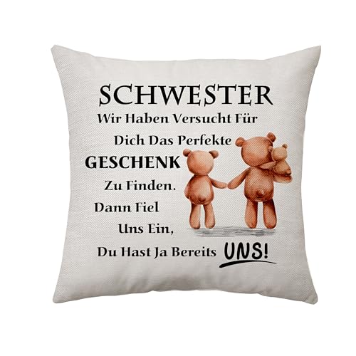 Aconesong Beste Schwester Geschenk Kissenbezug Geschenke für Schwester Mädchen Geschenk für Hochzeit Abschluss Muttertag Weihnachten Geburtstagsgeschenk für Schwester Deko 45 x 45 cm (Schwester-Uns) von Aconesong