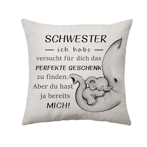 Schwester Geschenke von Bruder Kissenbezug Geschenke für Schwester an Weihnachten Geburtstagsgeschenke für Schwester von Schwester Ideen Geschenke für Große Schwester Dekoration 45 x 45 cm (Schwester) von Aconesong