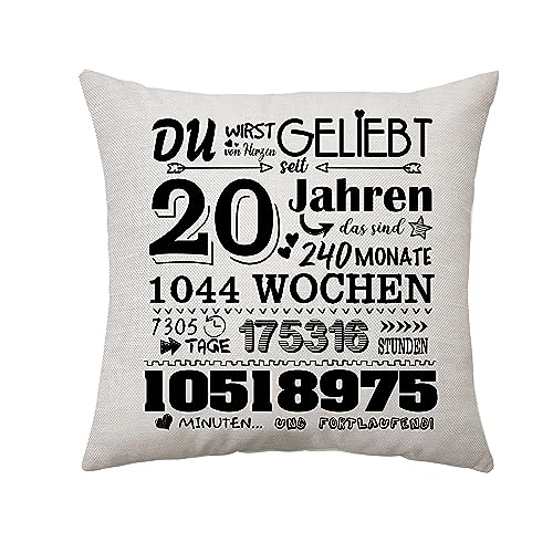 Geburtstagsgeschenk für Frauen Männer Zierkissenbezüge Geschenk für Sie 6-50 Jahre Geschenke für Mama Tante Papa Oma Opa Schwester Freund Geburtstagsgeschenke Ideen Kissenbezug 45 x 45 cm (20th) von Aconesong