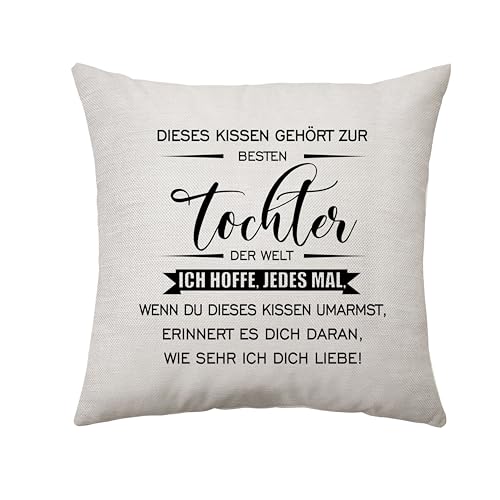 Tochter Geschenke, Tochter Geschenke von Mama Papa, Tochter Deko Kissen Geschenke für Tochter Geburtstag Hochzeit Weihnachten Langstrecke Geschenke Quadratische Kissen Taille Kissenbezug (Tochter) von Aconesong