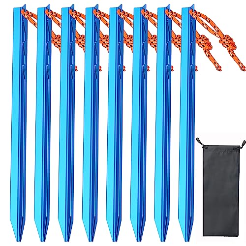 8 Stücke Zeltheringe Metall Heringe Aluminium Erdnägel 18 cm Heringe Erdnägel Stabil Heringe Camping Tent Pegs mit Kordelzugbeutel für Zaun, Zelten, Vordächern, Schuppen, Trampolin von Acooruiteng