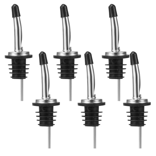 Acooruiteng Ausgießer Spirituosen Flaschenausgießer Edelstahl Flaschen Ausgießer für Ölflaschen Öl Ausgießer für Flaschen Bottle Pourers for Spirits mit Staubkappen für Spirituosen Kaffee Sirup 6Stück von Acooruiteng
