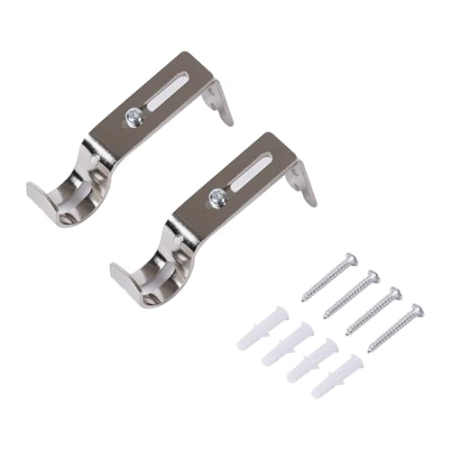 Gardinenstange Halterung Verstellbare Gardinenstangenhalter Gardinenstangen Halterung Stangenhalterung Metall Wandhalterung Curtain Pole Brackets mit Schrauben für Gardinenstangen Silber 2 Stück von Acooruiteng