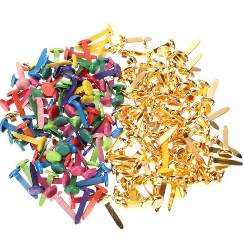 Musterbeutelklammern Musterklammern Briefklammern Scrapbooking Brads Metall Rundkopfklammern Bunte Musterbeutelklammer Bastelklammern Mini Brads Split Pins für Basteln Verzierungen und DIY 200 Stück von Acooruiteng