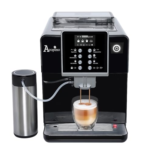 Acopino Kaffeevollautomat Clivia One Touch schwarz /,Espressomaschine mit Milchfunktionen für Kaffeevariationen von Acopino