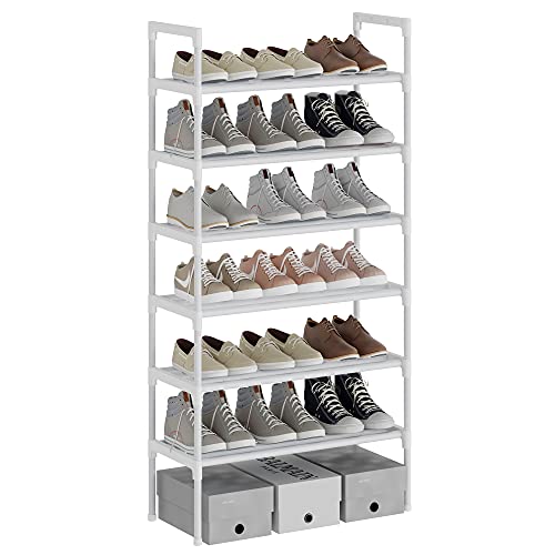 AcornFort® S-524 6 Ebenen Stöckiges Weiß Verstellbare Schuhablagen Schuhaufbewahrung Hohes Schuhregal Organizer Regal Halteständer für 18 Paar Schuhe, 56 x 30 x 110 cm,Extra Robuste Bauweise von AcornFort