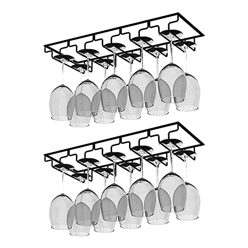 AcornFort W-603 2 Stück 5 Reihige Schwarz Halterung für 10 Tassen, Metall, zum Aufhängen unter dem Schrank, für Weingläser, Sektgläser, Kelche und Stielgläser von AcornFort