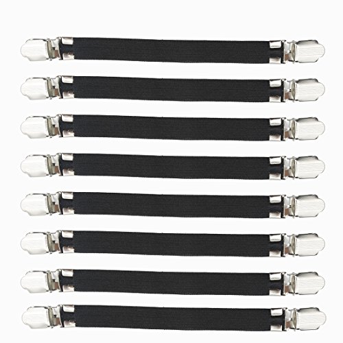 Acoser Spannbetttuch Halter,Betttuchspanner,Slipcover Halter, Halten Sie Ihre Bettwäsche, Sofa Schonbezug, Tischdecke, Bügelbrett Abdeckung in Position,:8.2-14.9inch(21-38cm),8 Pieces (Schwarz) von Acoser